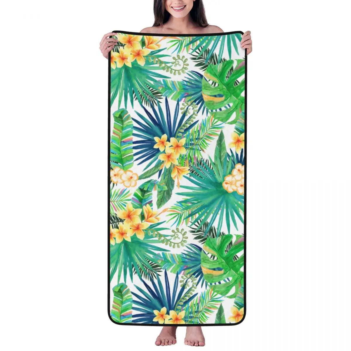 

Tropical Plant Green Beach Towel for Adult Kids Microfiber Bath Towel Blanket for Camping Swim Pool Travel Beach Gym