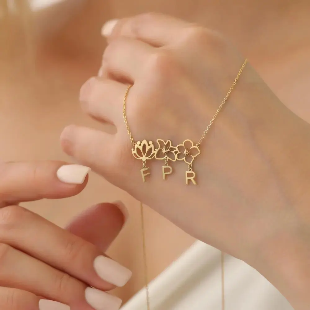 Индивидуальные ожерелья из нержавеющей стали с изображением родных цветов