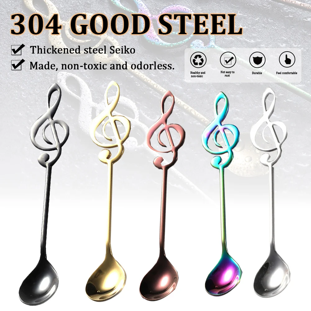 

Stainless Steel Musical Notes Coffee Spoon Tea Stirring Spoon Tea Desserts Sugar Spoon Tableware Kitchen Tools