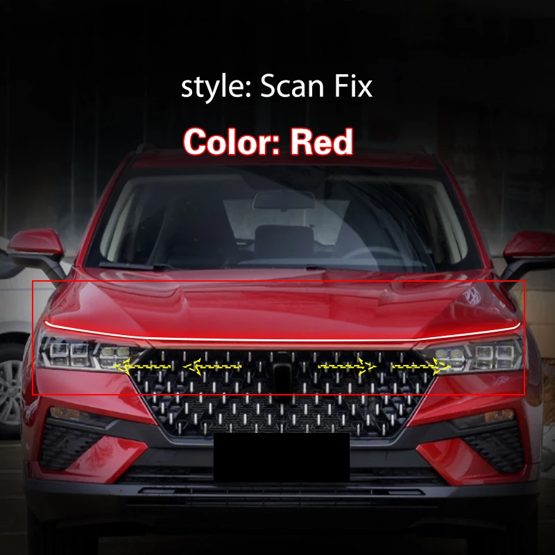 

Светодиодные дневные ходовые огни Start Scan 12 В, лампа на капот, модификация автомобиля, светодиодные водонепроницаемые дневные ходовые огни, универсальные для FAW Bestune T77 2019-2023