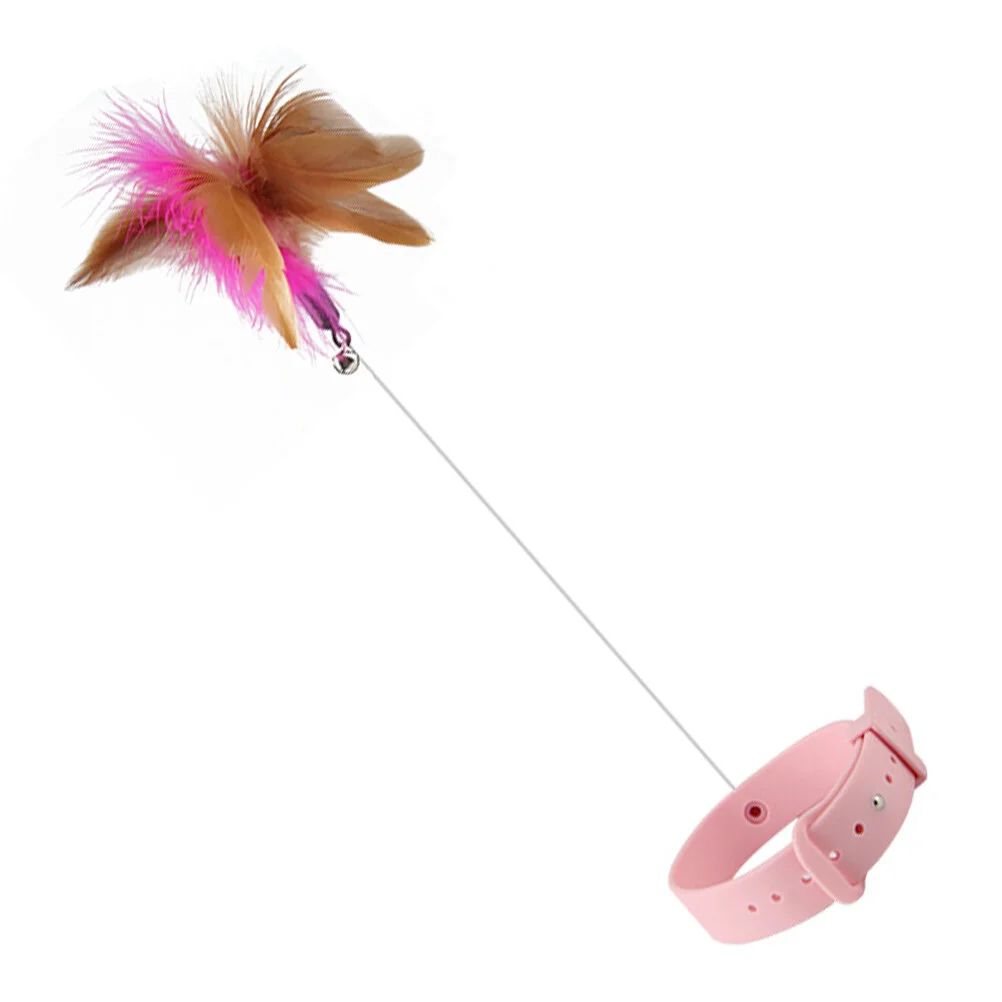 

Cat Self- Stick Interesting Teaser Puppy Collars Kitten Interactive Plaything Silica Gel Pet Toy Feathers Catnip Toys