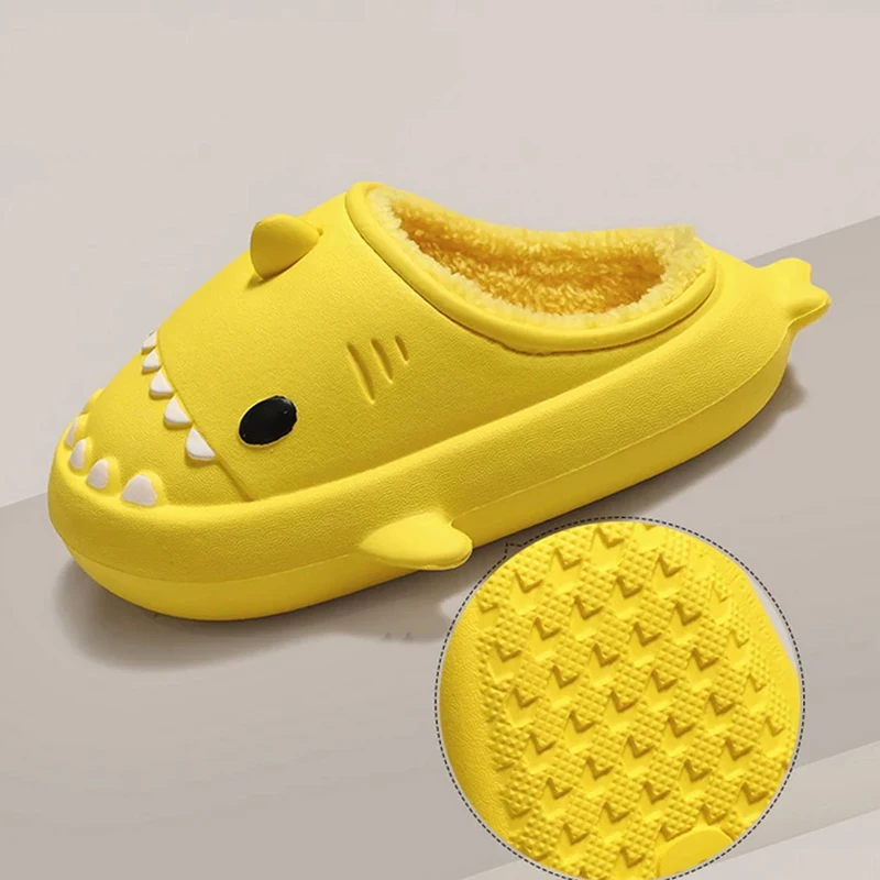 

Kidmi Shark Plush Slippers For Women Men Fashion Winter Fur Cotton Slides Outdoor Waterproof Cozy Slide Home Non-Slip Warm Shoes