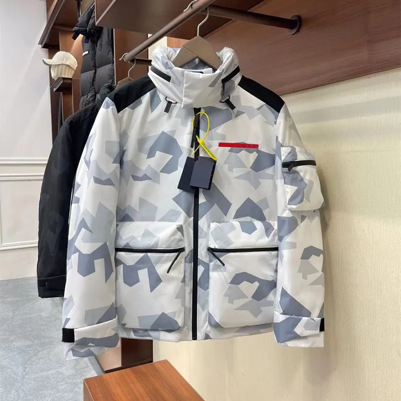 Hooded Down Jacket Autumn and Winter New Camouflage Printing Thick Warm Casual Stand Collar Fashion Trend for Warmth