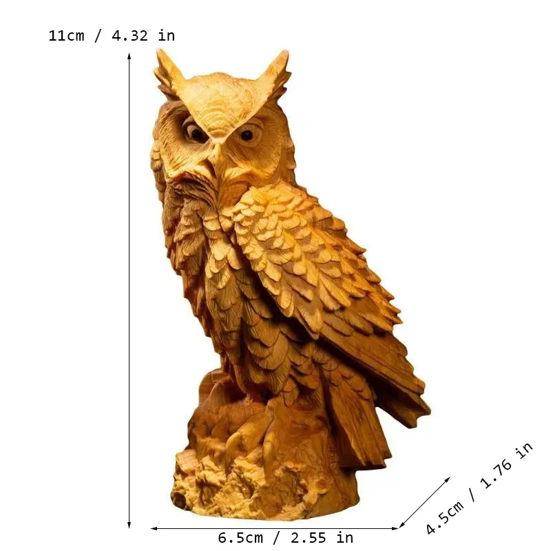 Натуральная Фигурка Совы Кактуса Резная Деревянная Милая Отделка Для Домашнего