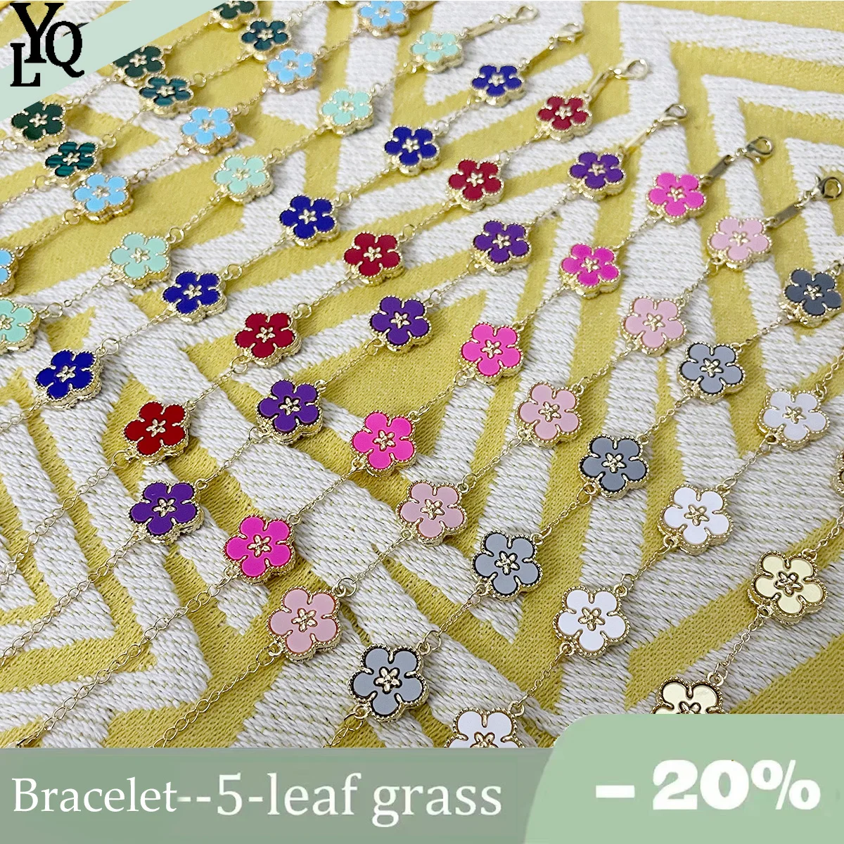 

New Design Flower Pattern Fashion Female Bracelet Double Sided Color Shell Metal Chain Charming Female Bracelet