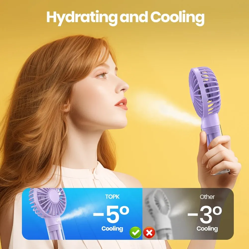 Портативный мини-вентилятор TOPK с распылением воды емкостью 2000 мАч