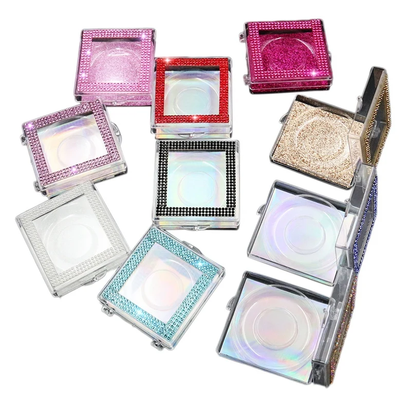 

10Pcs Empty Lash Box False Eyelash Packaging Box Plastic Eyelash Storage Box With Glitter Color Paper For False Eyelash