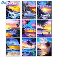 gatyztory seaside pictures by number kits home decor painting by number landscape drawing on canvas handpainted art gift