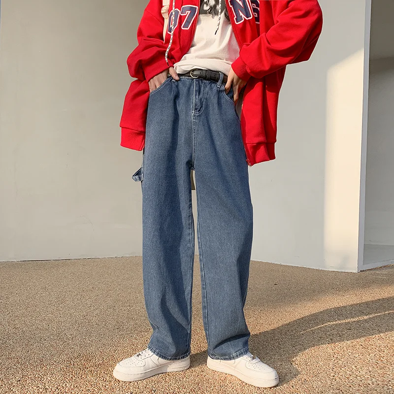 Blue Black Baggy Jeans Men Fashion Casual Cargo Jeans Men Streetwear Hip Hop Loose Straight Denim Pants Mens Trousers S-2XL