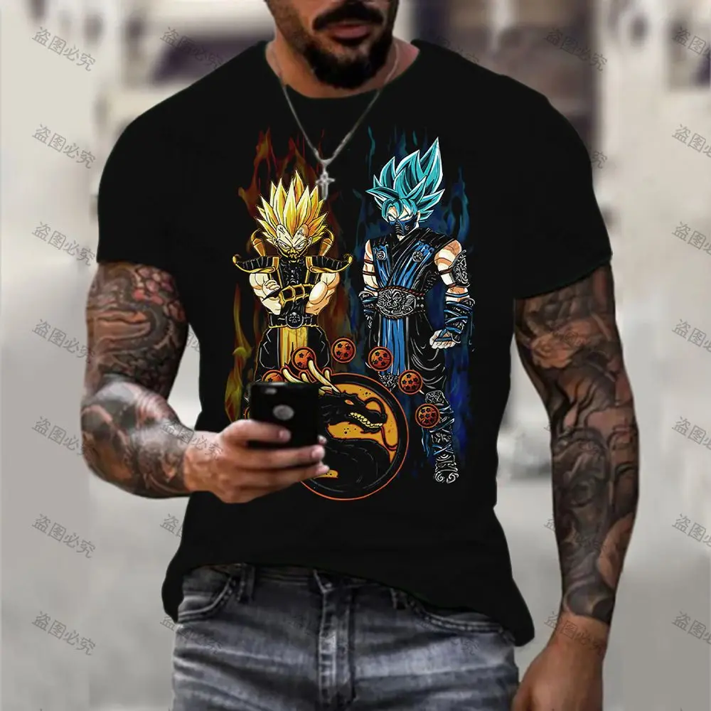

Goku Dragon Ball Z Vegeta Men's T-Shirt Summer Streetwear Trend Tops 110-6XL Majin Buu Cool Short Sleeved Harajuku Y2K O-collar