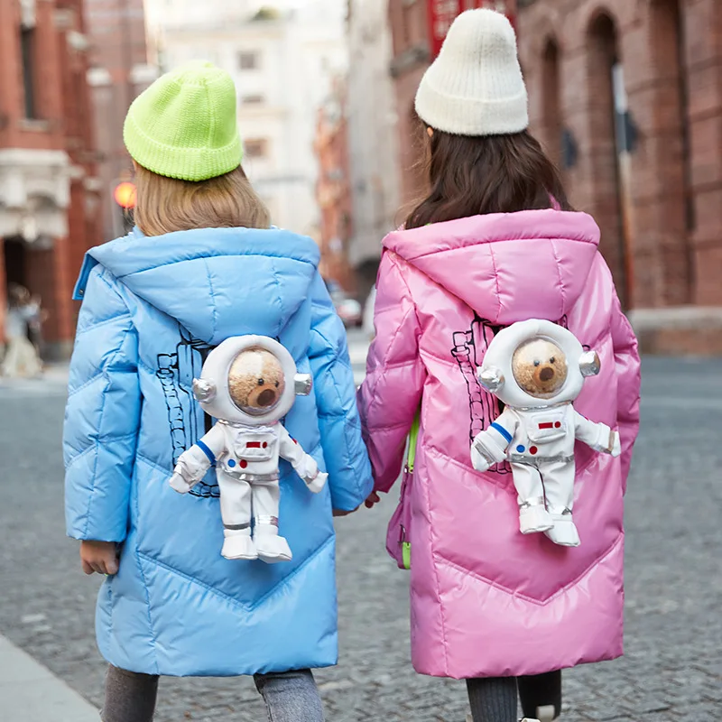 2022 Children Girls Winter Coat Waterproof Shiny Space Astronaut Warm Down Jacket For Girls 5-14 Years Kids Girl Parka Snowsuit