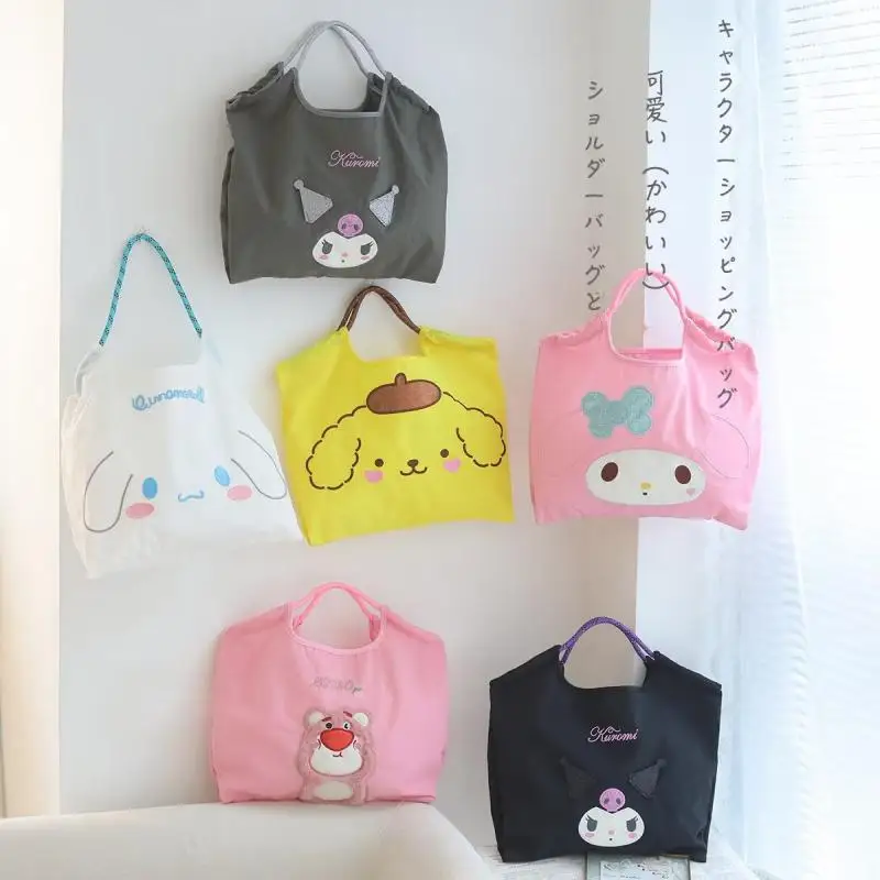 

Kawaii Sanrio Anime Canvas Bag Cute Cinnamoroll Pompompurin Kuromi Cartoon Shopping Bag Storage Handbag Creative Children Gifts