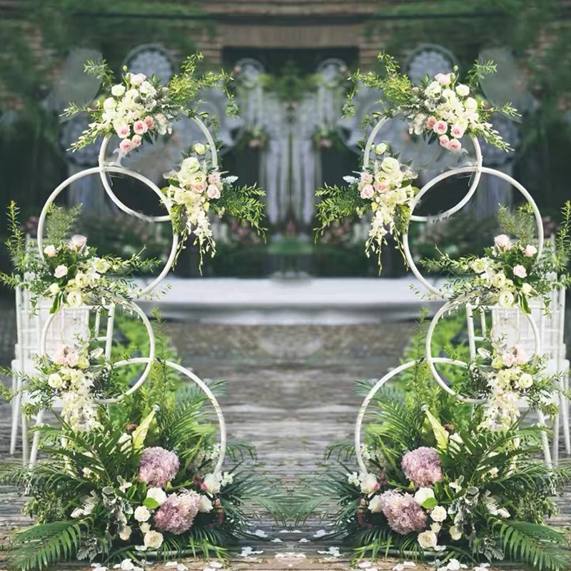 

Home Decor Wedding Backgrounds Frame Decoration Flowers Circular loop Arch Sign Billboard Pillar Birthday Party Iron Rack Arch