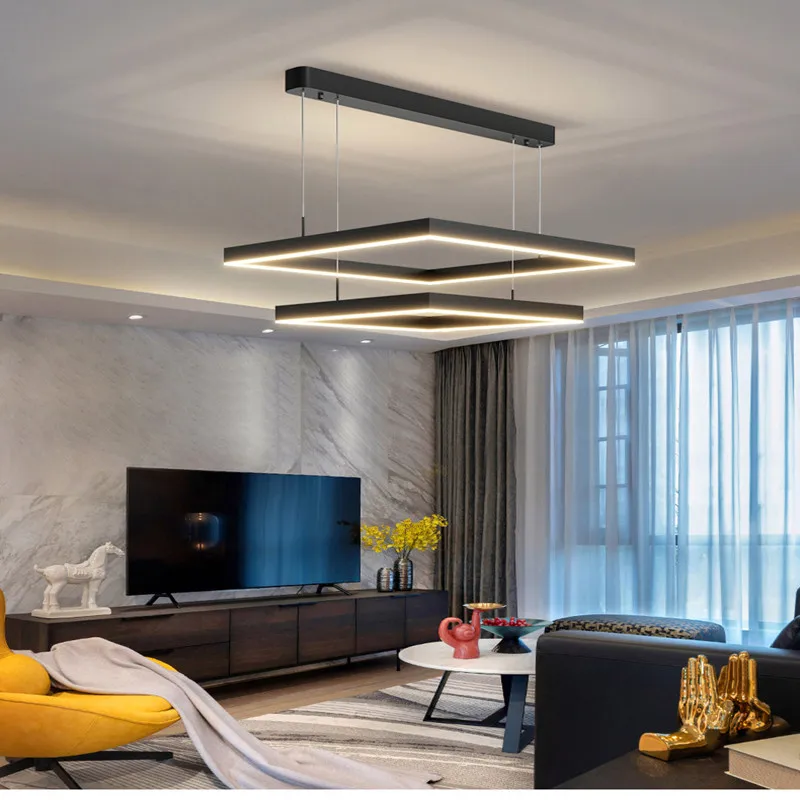 

Nordic Lighting Fixture Modern Pendant Decor Square Lights Led Hanging Kitchen Restaurant Bar Living Bedroom Bedside Indoor