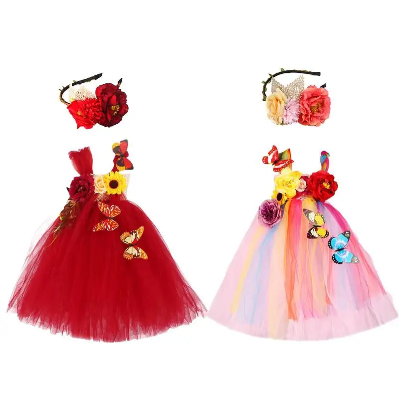 

Женское платье принцессы с изображением цветов и эльфа