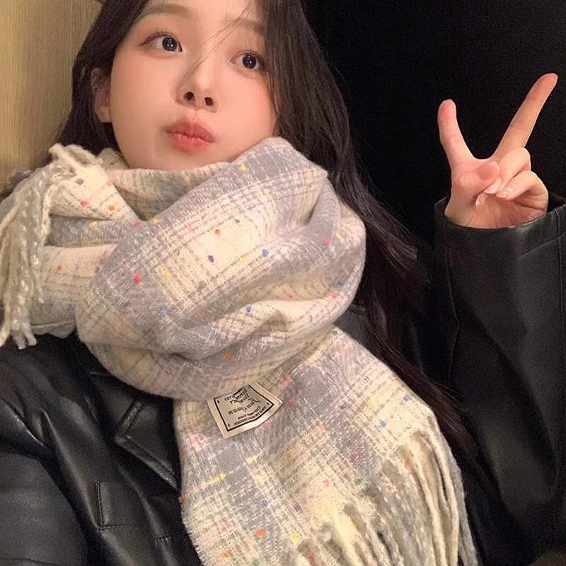 Имитация кашемира женский шарф зимний консервативный стиль винтажный клетчатый