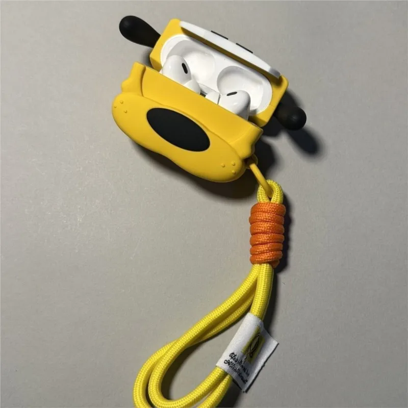 Фото Силиконовый чехол Disney Pluto 3D с мультяшным рисунком для AirPods с плетеным ремешком, милый противоударный чехол для AirPods 3 4 Pro Pro 2 Pro 3 №4