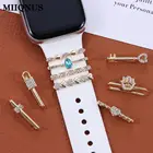 Алмазные металлические подвески, декоративное кольцо для Apple Watch, ремешок, орнамент, силиконовый ремешок для умных часов, аксессуары для iwatch, браслет