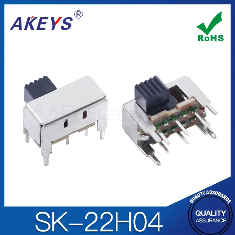 

SK-22H04 2P2T, двухполюсная ручка с двумя выдвижными ручками, может быть изготовлена на заказ, переключатель слайдов, боковая вставка, 6 контактов с 4 фиксированными штифтами