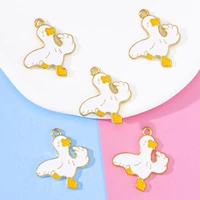 20pcs 2115mm enamel alloy duck goose female cute necklace bracelet keychain pendant charm for jewelry making accessories crafts