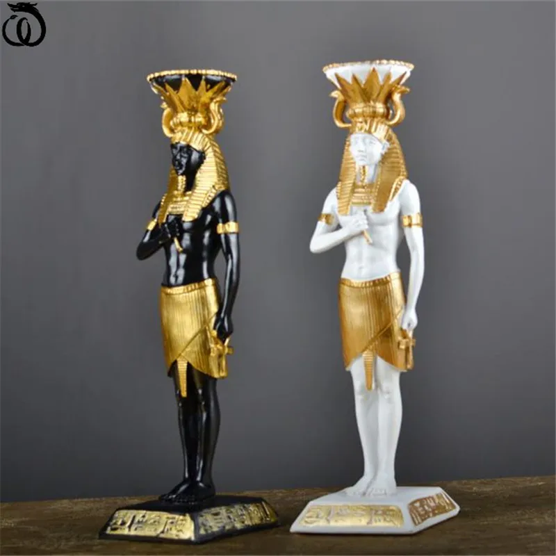 

Egyptian Pharaoh Statue God Candlestick Art Sculpture Ancient Egypt Figure Figurines Resin Crafts Home Decor Accessories Wedding