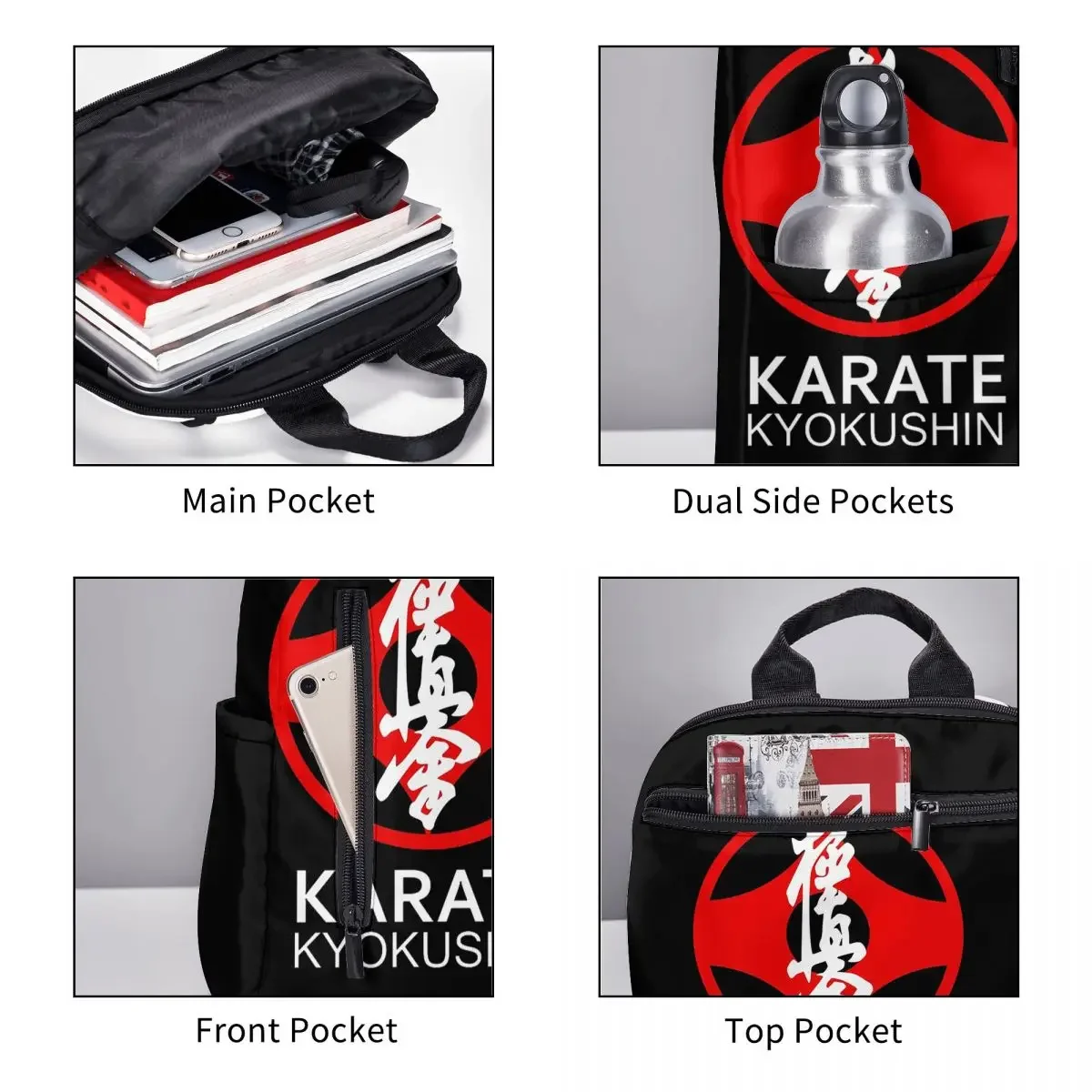 Фото Рюкзак Kyokushi Karate Kumite Scene, студенческая сумка для книг, детская школьная сумка, сумки на плечо для ноутбука, сумки на плечо для мальчиков и девочек №3