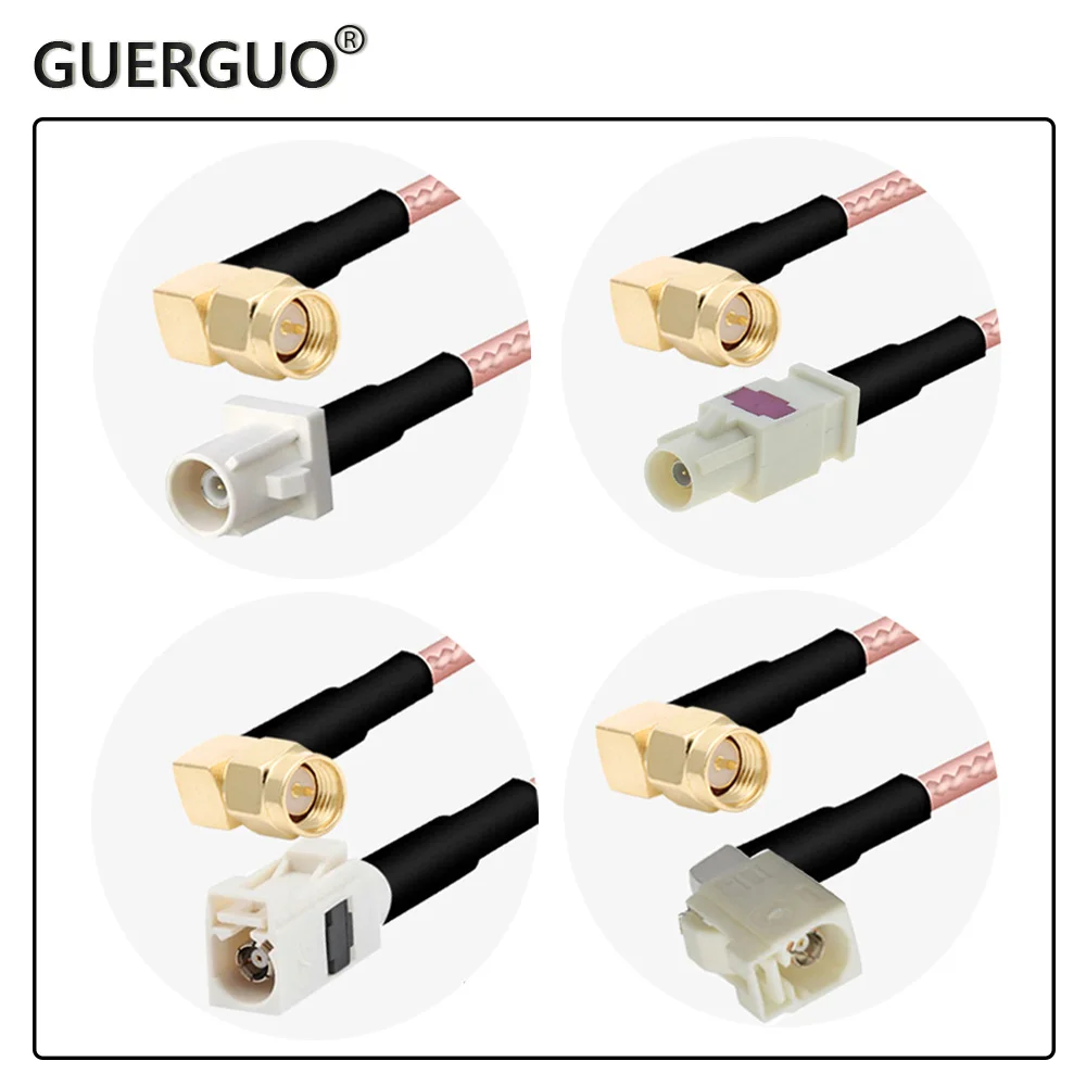 

Кабель-удлинитель Fakra B с длинным штекером на SMA Male90 ° для GPS-антенны, 1 шт.