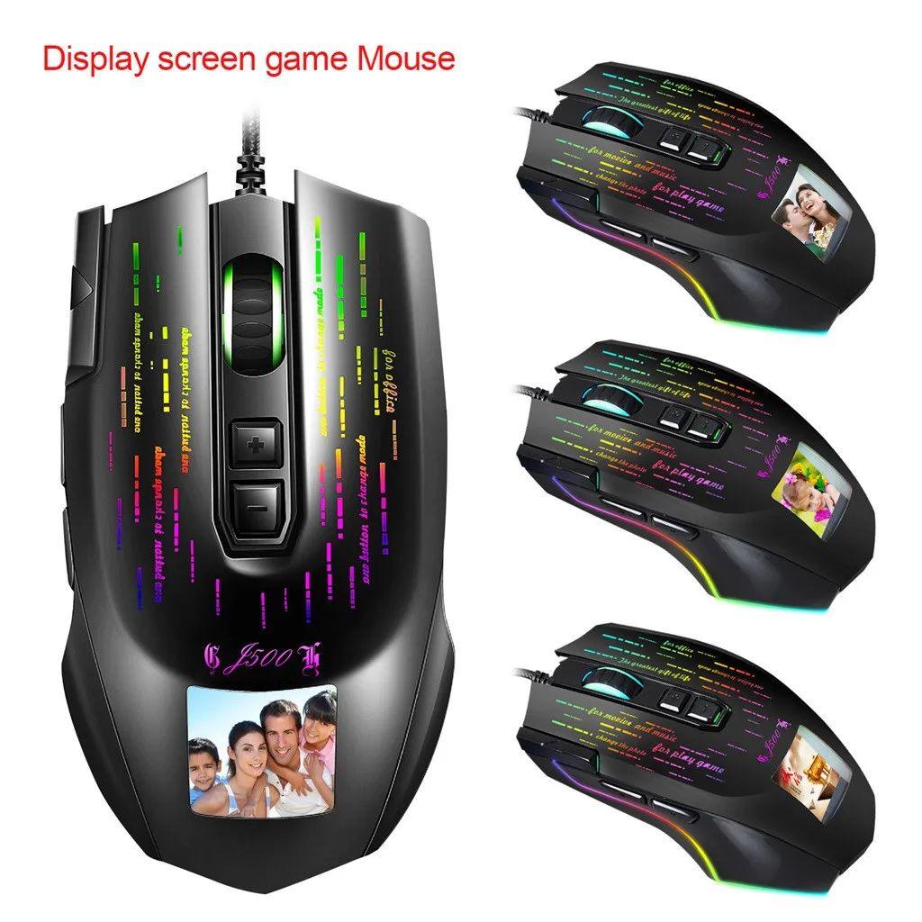 

Portable Desktop Office with Display 6400DPI Gaming Backlight Gamer -Screen RGB Mice For Gamer PC Computer Laptop Accessories