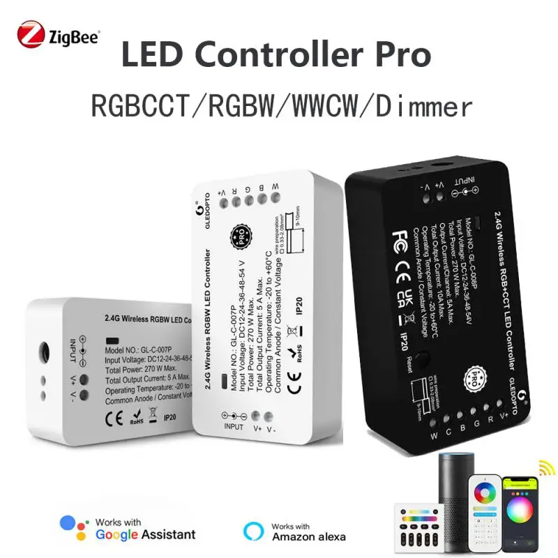 

Контроллер светодиодной ленты Zigbee Pro RGBCCT / RGBW/WWCW/с кнопкой сброса и поддержкой Alexa