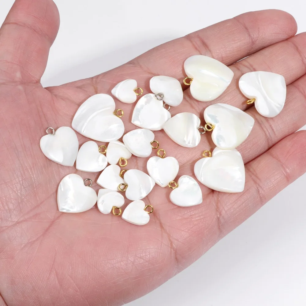 

10pcs/lot Heart Shape Natural Shell Charm White Natural Mother Of Pearl Shell Charms for Jewelry Making DIY Accessory Wholesale