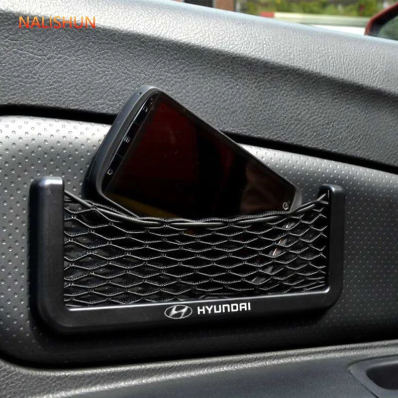 

1Pcs Car Organizer Storage Bag Auto Paste Net Pocket For Hyundai Sonata i40 i30 Tucson Genesis IONIQ Elantra Rena IX25 IX35