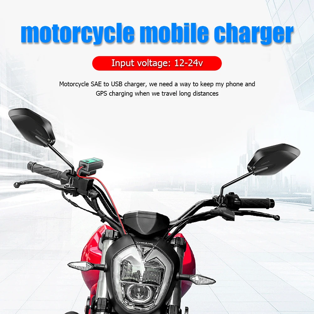 

Dual USB Motorcycle Charger Conveninently Simple Installation SAE to USB Fast Charging Adapter for Cell Phone GPS