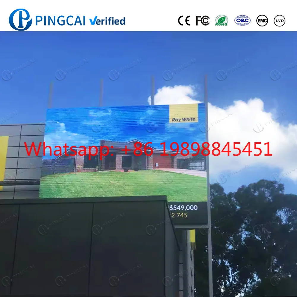 Фото Уличный полноцветный светодиодный экран 6x4м, 4x3м, 4x2м, 15x4м, 4K P5 P10 для рекламы на витрине магазина, цифровой рекламный щит №4