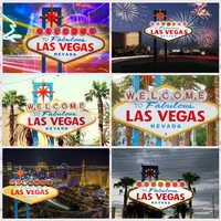 welcome to las vegas backdrop fancy fireworks cityscape night boys birthday party photography background photo studio banner
