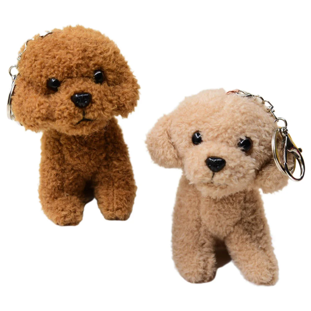 

2 Pcs Key Chain Puppy Supplies Lovely Plush Keychains Stuffed Dog Filler Portable Pendant Kawaii Rings Adorable