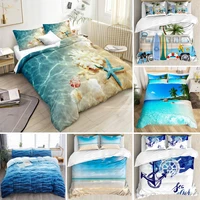 ocean kid themed bedding set beach duvet cover set coastal nature theme teal seashell kingqueenfulltwin size comforter cover