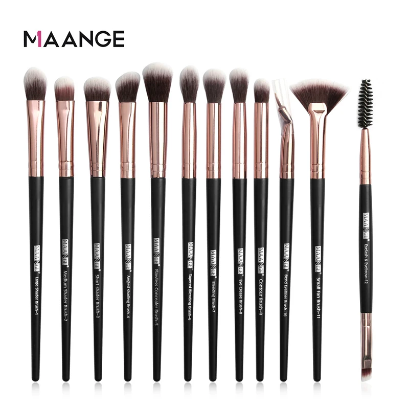 

12 Brush Sets Brush with Cosmetic Bag Beauty Tools Eye Shadow Blush Eyebrow Brush Concealer Animal Soft Hair Factory Outlet