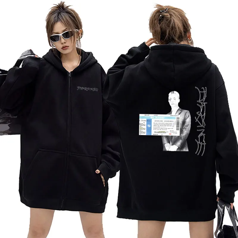 

Rapper Bladee Eversince Drain Gang Zipper Hoodie Male Vintage Oversized Zip Up Jacket Men's Fashion Hip Hop Zipper Sweatshirts