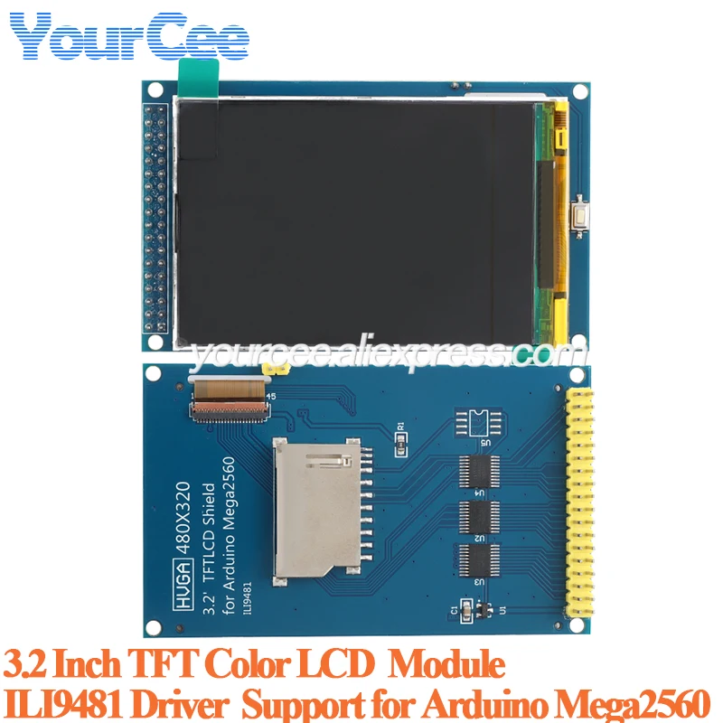 Фото 3,2-дюймовый цветной TFT LCD дисплейный модуль с экраном 3,2 дюйма, RGB 65K, разрешение 320x480, драйвер ILI9481, поддержка HD для Arduino Mega2560 №1