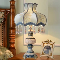 european style table lamp romantic ceramic fabric vertical table lamp bedroom decoration bedside lamp for living room
