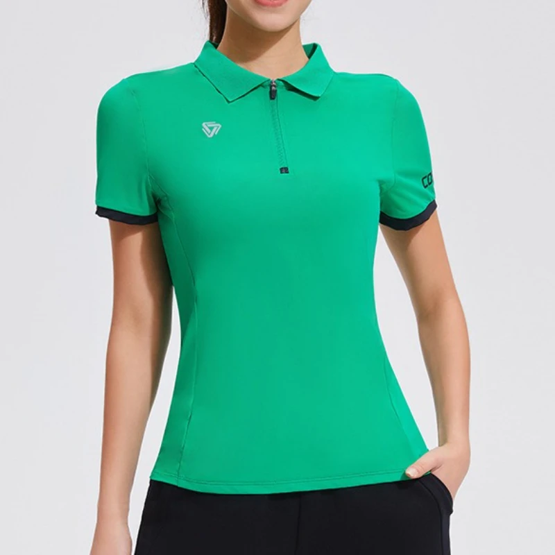 Фото Summer New Sports Tops Women quick-drying Breathable Fitness T-shirt Tennis Golf Short-sleeved Polo Shirt  badminton shirts №1