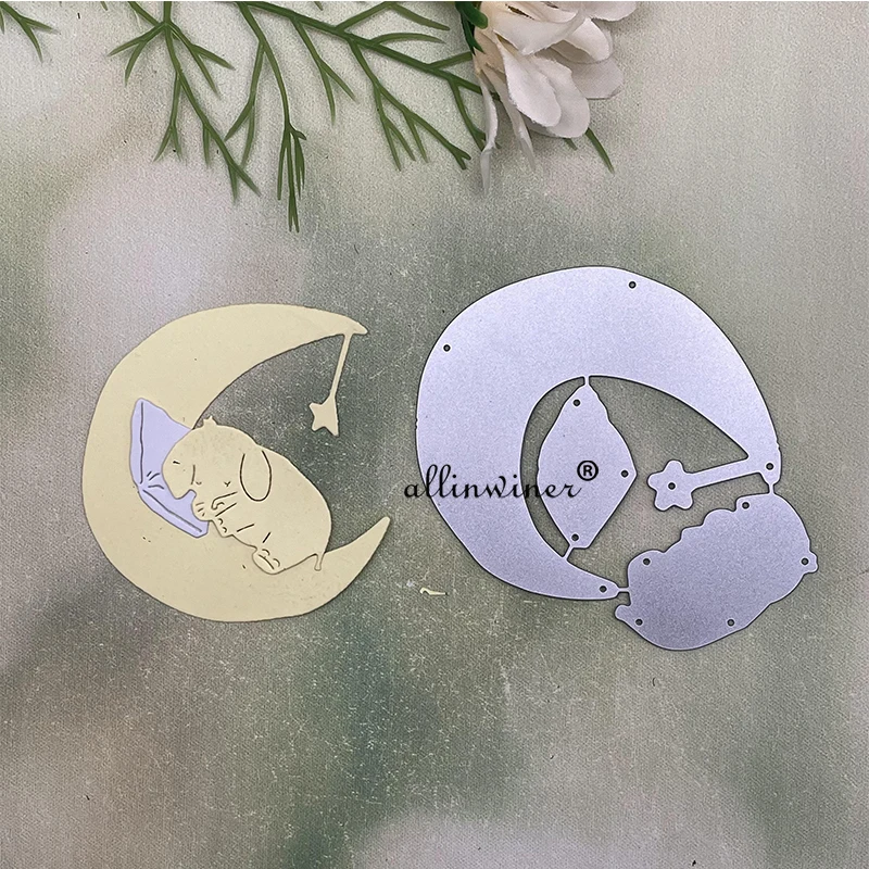 

Moon Star Elephant Pillow Metal Cutting Dies Stencils Die Cut for DIY Scrapbooking Album Paper Card Embossing