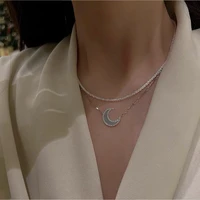 korean style graceful and fashionable hot sale necklace niche design moon simple double layer twin choker chain