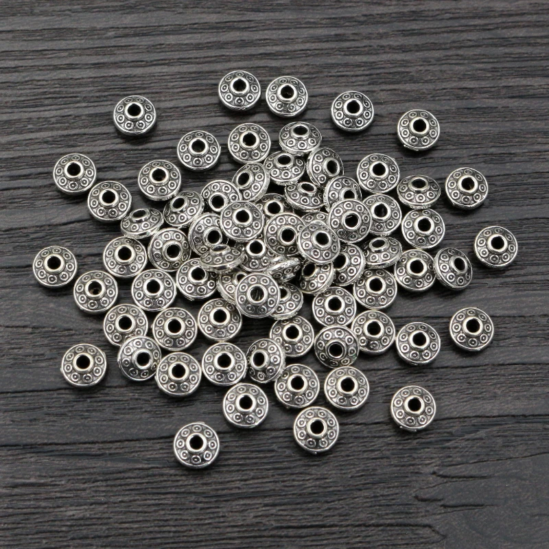 100pcs 6x6x3.5mm Bronze Antique Gold Silver Plated Spacer Beads Ball Crimp End Beads Stopper For Diy Jewelry Making Findings images - 6