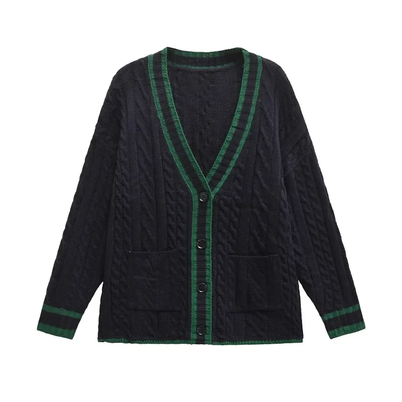 Topenomi элегантный свитер кардиган женский с v-образным вырезом контрастного цвета