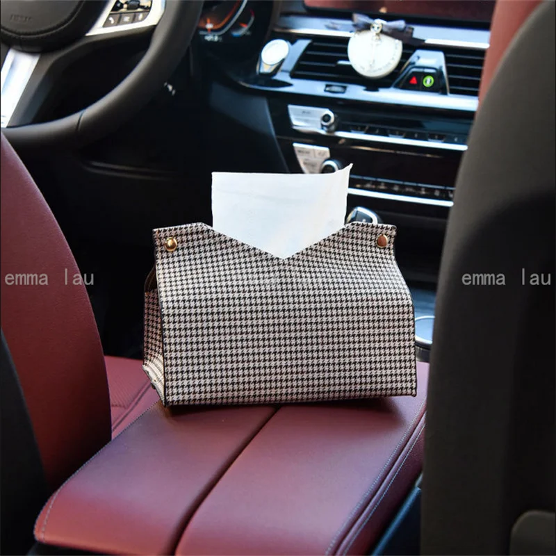 

New Light Luxury Tissue Box Waterproof Soft Leather Drawing Paper Box Car Desktop Decorative Tissue Storage Bag