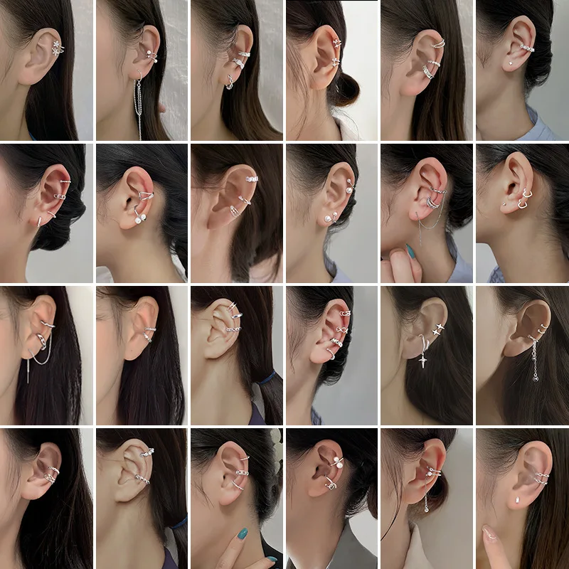 

Fake Piercing Ear Clip Sparkling Zircon Pearl Modern 2022 Korean Fashion Women's Earrings Ear Clips Without Hole Wedding Jewelry