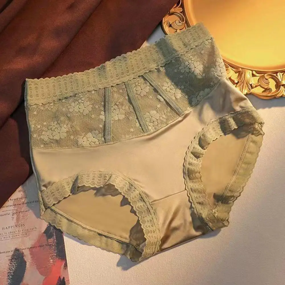

Women Lace Underpants Floral Embroidered High-waisted Women's Briefs with Tummy Control Anti-septic Properties Breathable