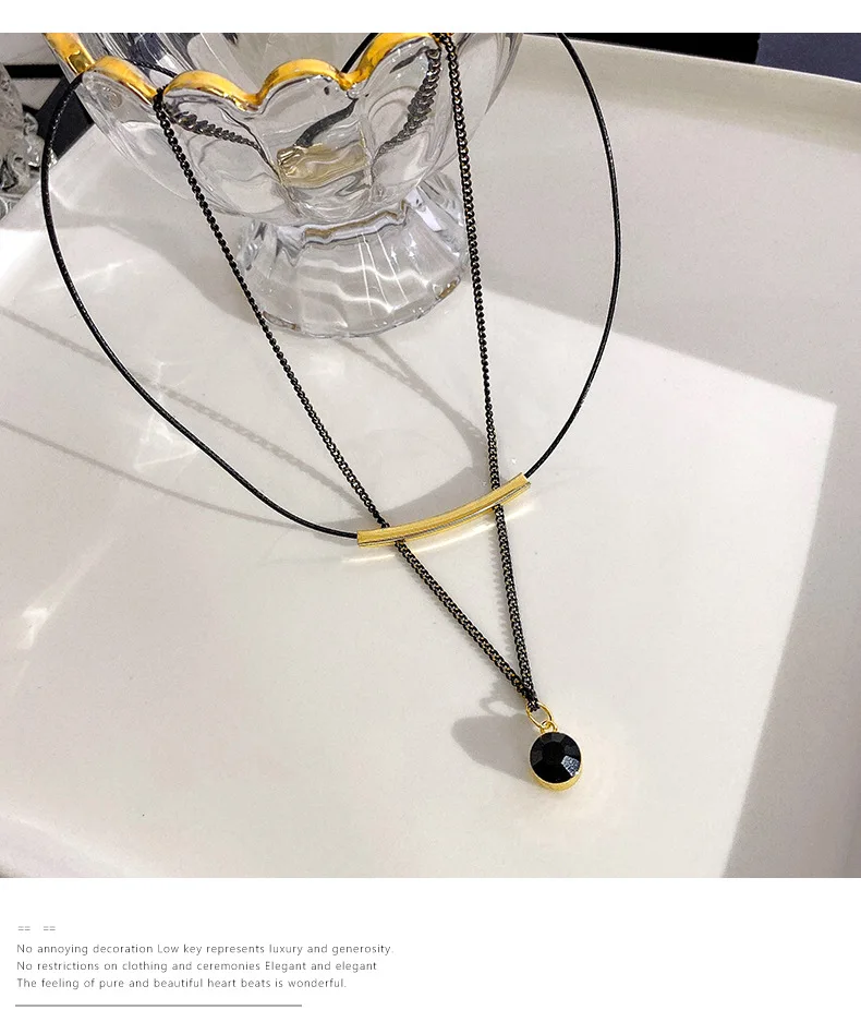 Двухслойное ожерелье-чокер из нержавеющей стали модный дизайн черное ожерелье с