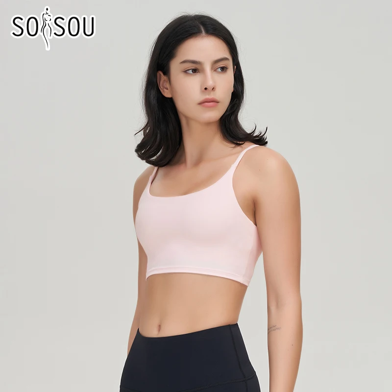 SOISOU Yoga Bra Top Women Gym Sports Bra Fitness Underwear Shockproof Reducer Bra Breathable Removable Chest Pad Bras For Women